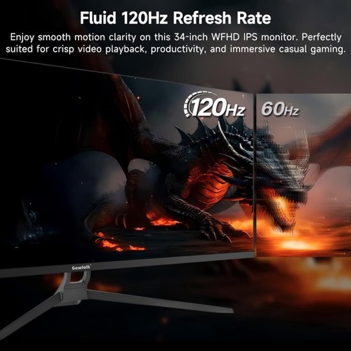 Ultrawide Monitor 34 Inch - 2560 x 1080 Resolutie - 120 Hz Verversingssnelheid - IPS Scherm - Mat Zwart - Gaming En Kantoor — afbeelding 1