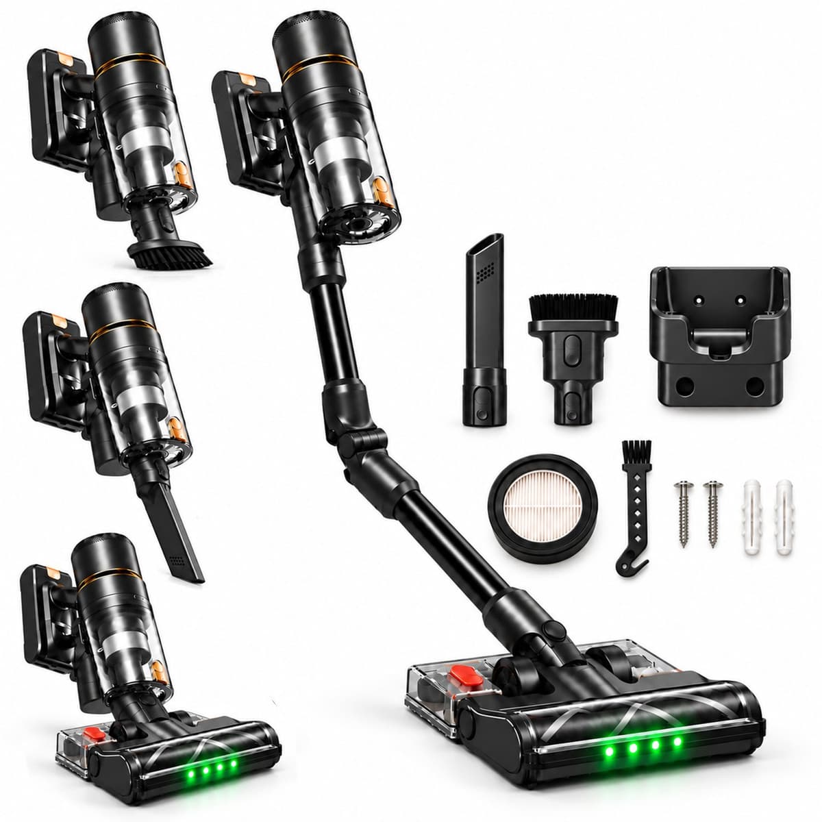SwayTosh KingForce Steelstofzuiger met Dweilfunctie - 200 AW - 35.000 Pa - Draadloze Steelstofzuiger Zonder Zak op Accu - 450 W - Draadloze Stofzuiger - Kruimeldief - Tot 60 Min - Stofzuiger Draadloos - Steelstofzuigers — afbeelding 1