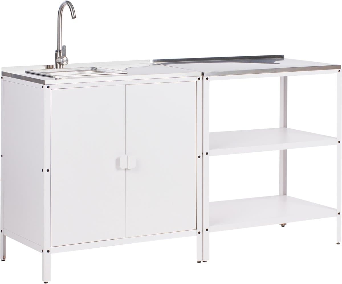 BELIANI VILAMA - Tuin kookeiland met keukenkast 2-delig - Wit - RVS — afbeelding 1