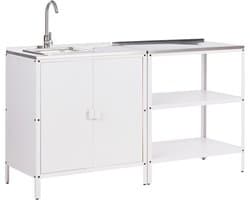 BELIANI VILAMA - Tuin kookeiland met keukenkast 2-delig - Wit - RVS