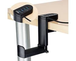 Hoofdtelefoonstandaard met 360° Draaibare Haak en Verstelbare Veerklem, USB 3.0 & USB 2.0 Hubs