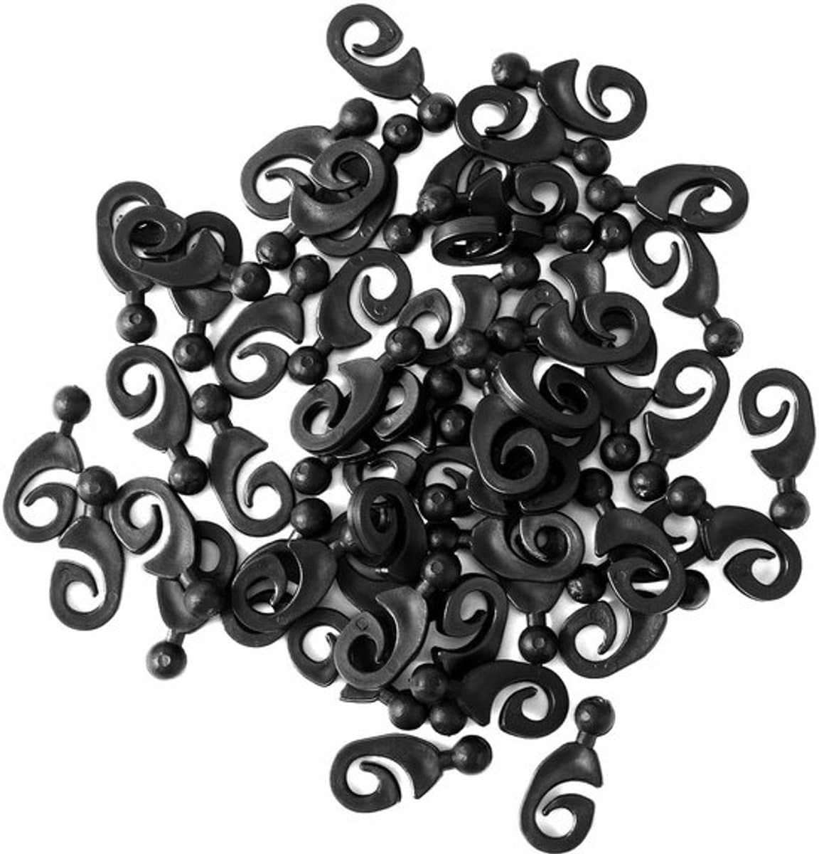 50 stuks gordijnrailhaken, kunststof haken, soepel glijdende gordijnrails voor buiten, praktische woonaccessoires, hotels, gordijnen (zwart) — afbeelding 1