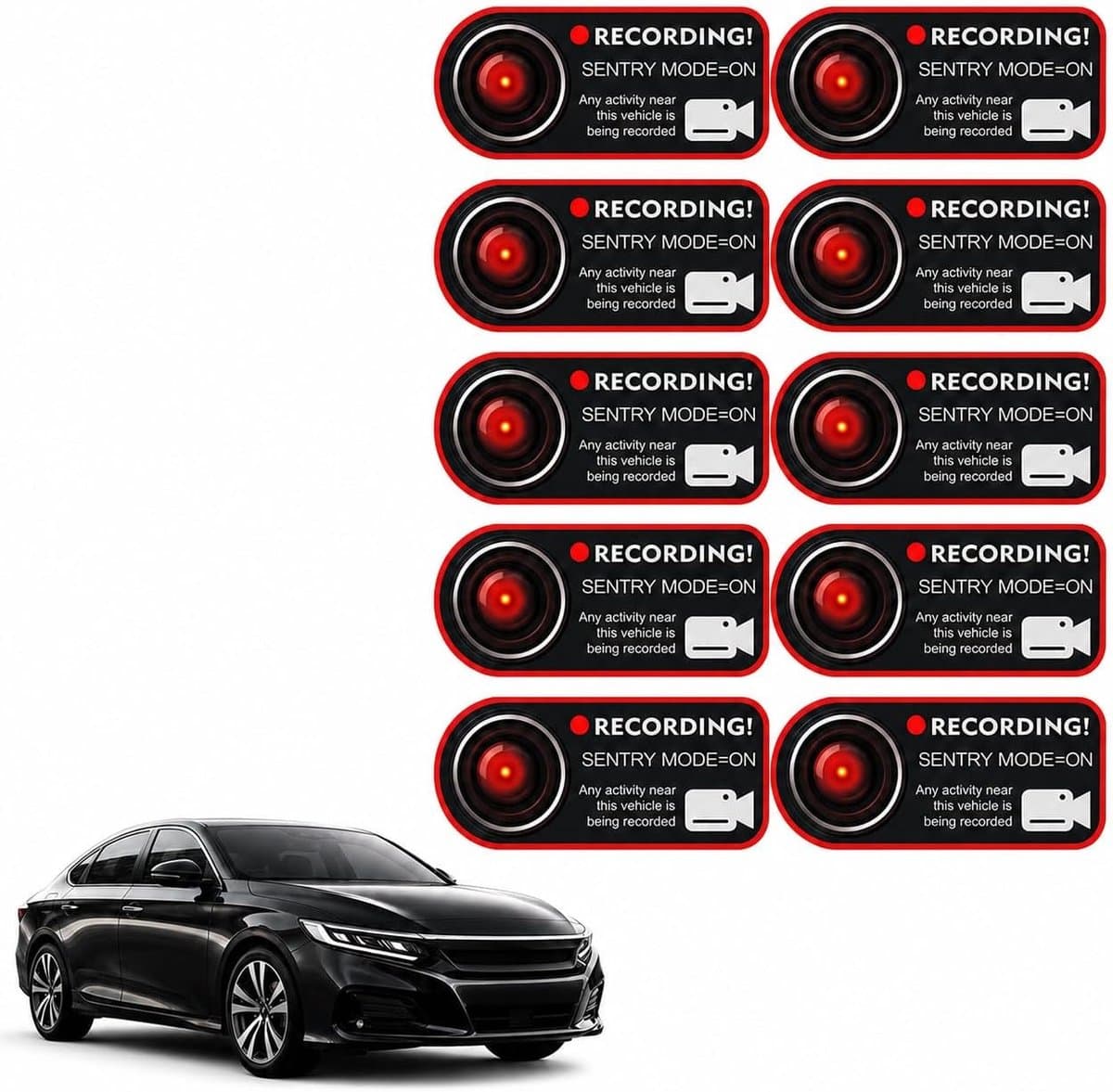 SnelShoppen - 10x Waarschuwingsstickers Dashcam voor Auto, Veiligheid, Camera Registratie, Statistische Stickers, Videobewaking, Ramen Stickers voor V — afbeelding 1