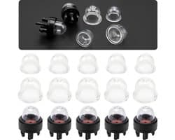 SnelShoppen - 10Pcs Carburetor Primers & 5Pcs Snap Primer Pump - Universele Brandstofpomp voor Grasmaaier, Bosmaaier - 19mm & 22mm - Transparant Rubbe