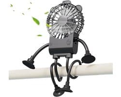 Bureauventilator Robotvorm - Tafelbladblazer Zuignap - Koelte Creëren - Antislip Zuignap - 16.7W x 5H cm - Zwart