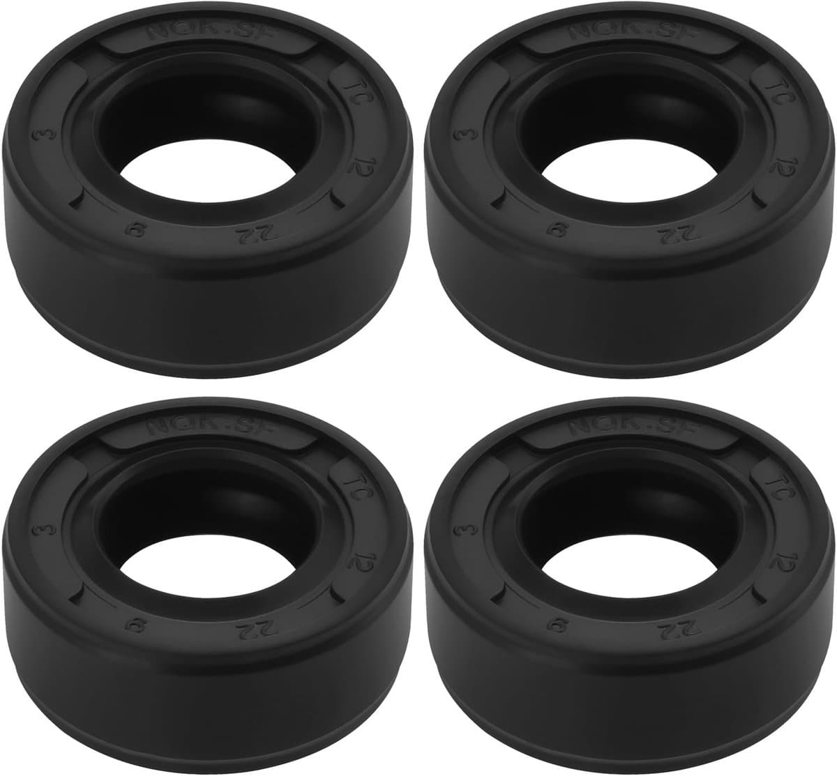 Dailygoods- Olieafdichting 4 Stuks - Nitrilrubber - 12x22x9 mm - Geschikt voor Grasmaaier/Auto/Motorfiets/Truck - Zwart - Eenvoudig te Installeren - Keerring — afbeelding 1