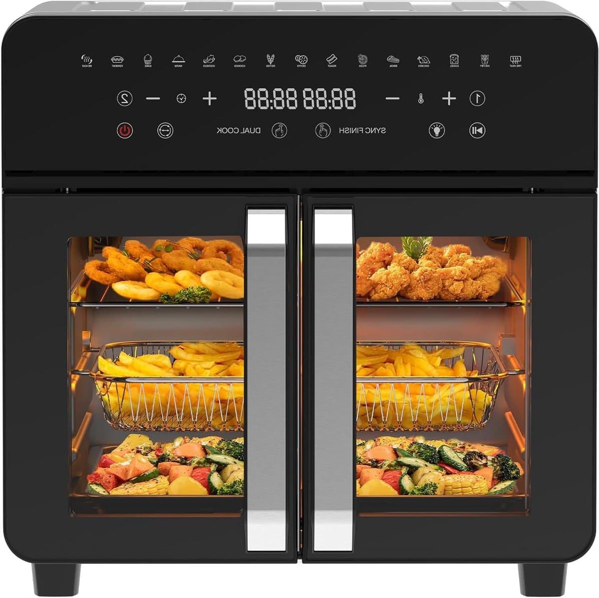 Heteluchtfriteuse Oven - Dubbele Zone - Gezond Koken - 15 Programma's - 23 Liter XXL - Zwart — afbeelding 1