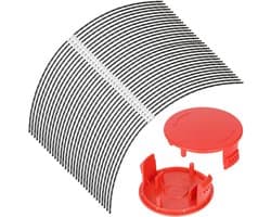 SnelShoppen - 32 Stuks Grasmaaier Trimmerdraad - Extra Sterke Draad - 37 cm Lengte - Ø 3,5 mm - Inclusief 2 Spoelafdekkingen - Geschikt voor Tuin en G