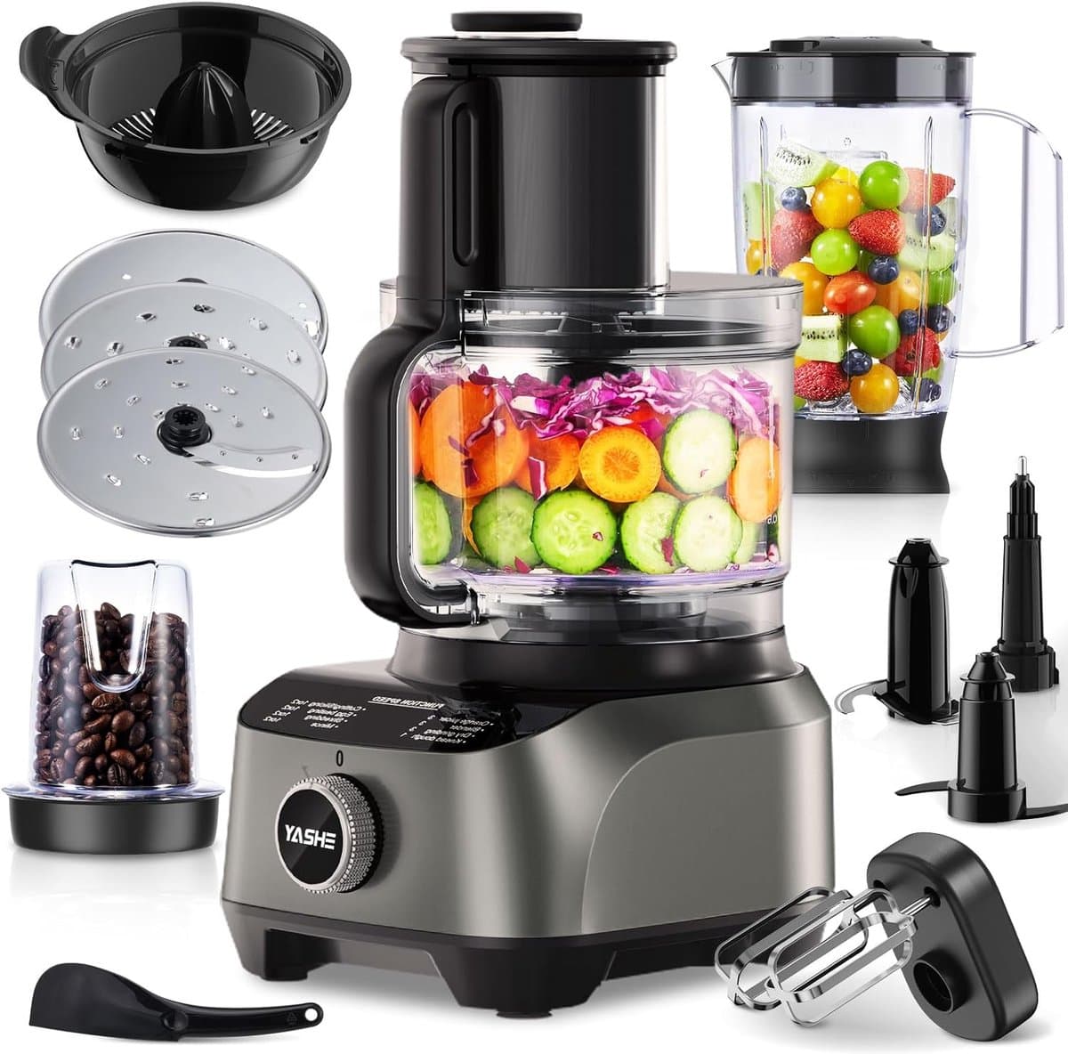 SnelShoppen - Multifunctionele Keukenmachine 11-in-1 met 2.5 L Kom en 1.5 L Mixer, 1300 W Motor, 3 Snelheden + Impuls, Veiligheidsklem, Perfect voor K — afbeelding 1