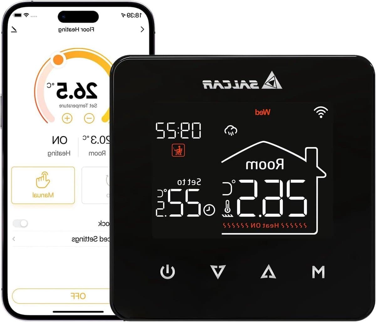 Slimme Thermostaat - Verwarming Regelaar - Energie Besparen - App Bediening - 3A - Zwart — afbeelding 1