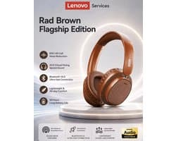 Lenovo - Draadloze bruine koptelefoon LS105 - Snelle connectie - Fast charging