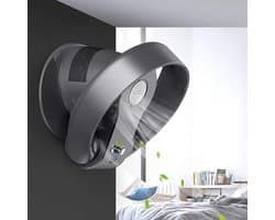 Bladeless Ventilator - Stille Wandventilator - Frisse Lucht Creëren - 180° Verstelbaar - 27 x 23.5 x 34 cm - Zwart/Grijs