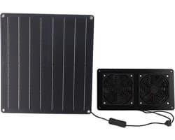 Zonneventilator - Afzuigventilator Zonneklep - Koeling en Ventilatie - Automatische Bedrijfsmodus - 38 x 34 x 5 cm - Zwart