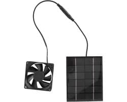 Zonnepaneel Ventilator - Solar Ventilator Afzuiger - Ventilatie Warmteafvoer - Dubbel Metalen Beschermnet - 13.5 x 11 cm - Zwart — afbeelding 1