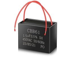 Aanloopcondensator voor AC motor 1,5uF 450V voor ventilatoren (3 stuks)