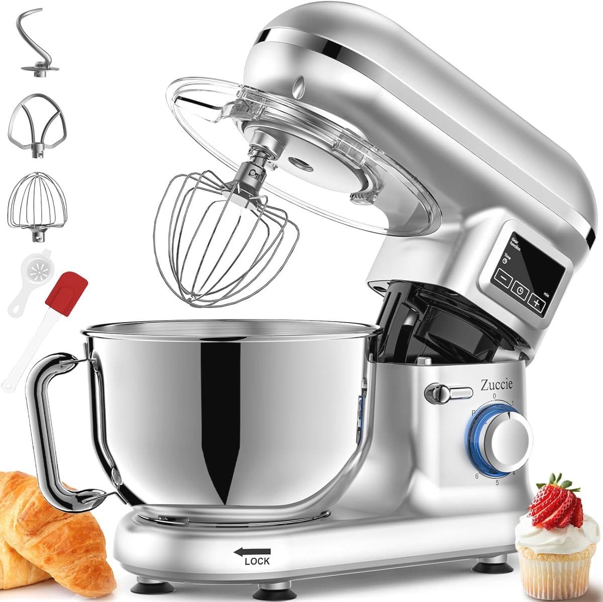 Keukenmachine 1500 W - Multifunctionele Keukenrobot met 5,5 l en LCD-display - Kneedmachine met 6 snelheden — afbeelding 1