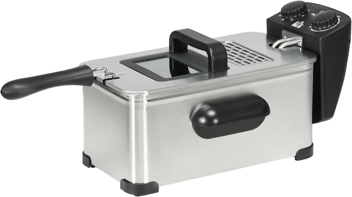 Oliefriteuse 3 L met Instelbare Temperatuur en Timer - Roestvrij Staal — afbeelding 1