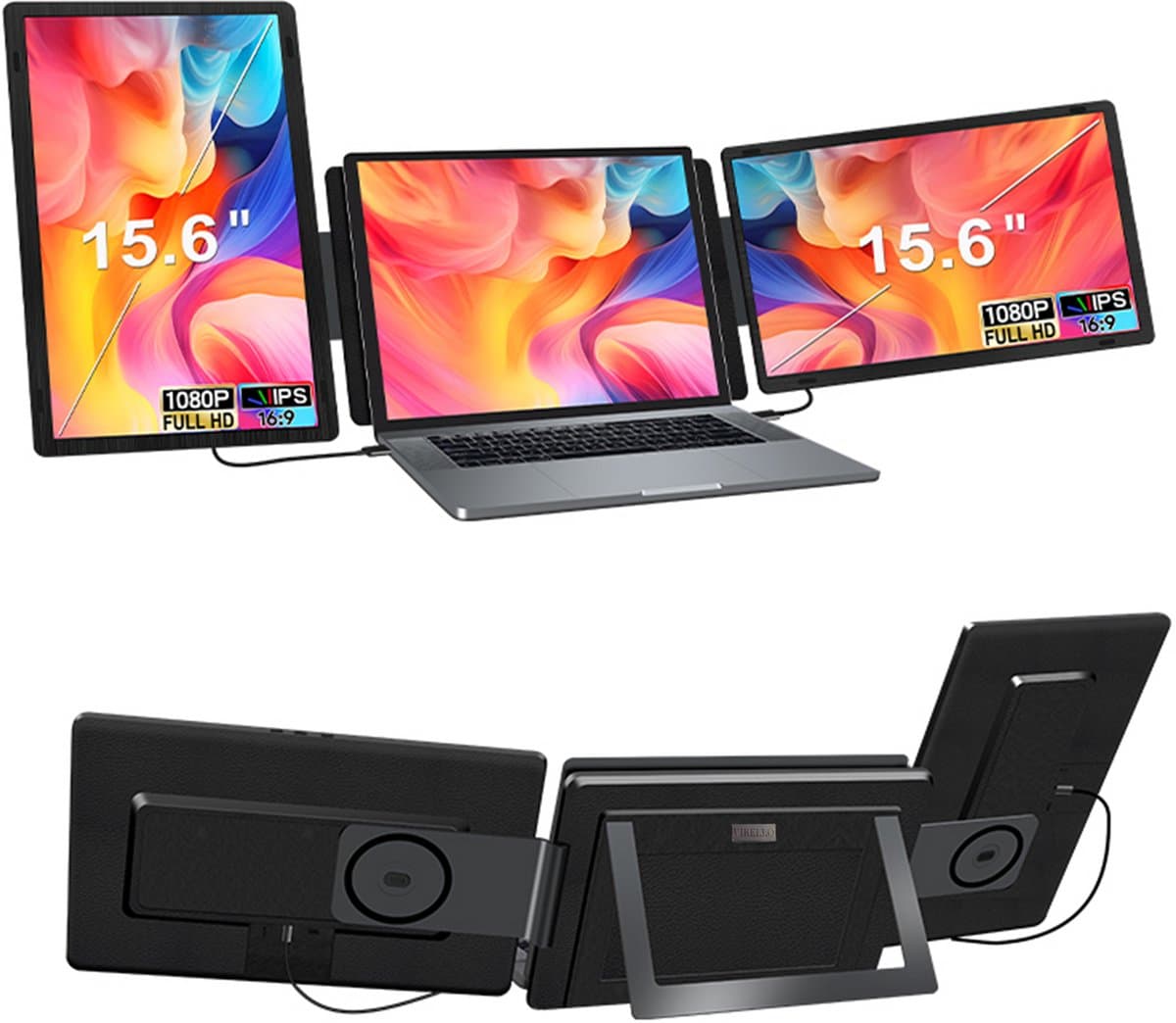 Virello® Infinity 15,6’’ - Portable Monitor - Inclusief Beschermhoes - Draagbaar Beeldscherm - Draagbare Monitor - Full HD - IPS - Grijs - 2 jaar garantie — afbeelding 1
