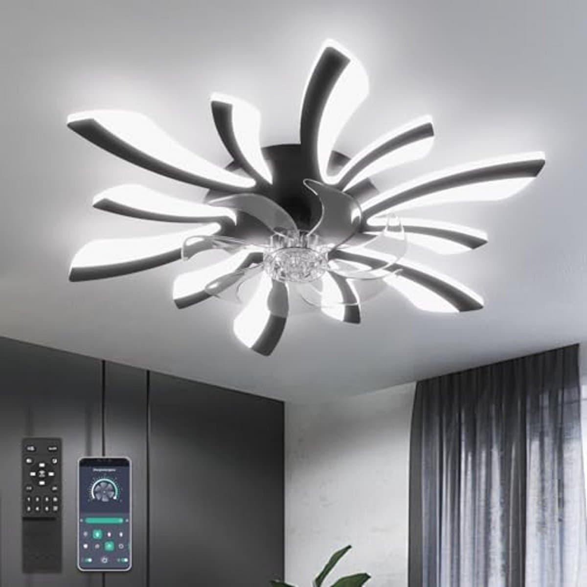 Dimbare Plafondventilator met Verlichting en Afstandsbediening – 78 cm Modern Ontwerp, 6 Snelheden voor Zomer en Winter — afbeelding 1