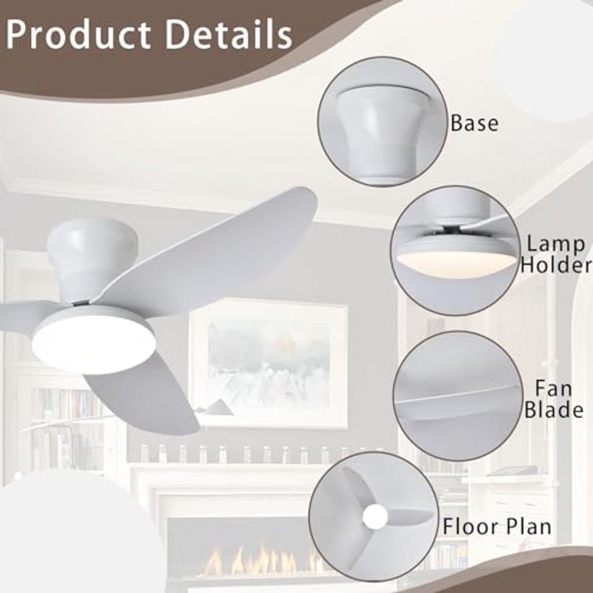Dimbare Plafondlamp met Ventilator voor Slaapkamer en Woonkamer — afbeelding 1