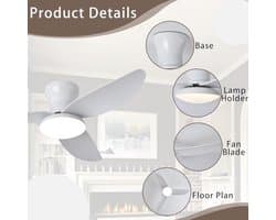 Dimbare Plafondlamp met Ventilator voor Slaapkamer en Woonkamer