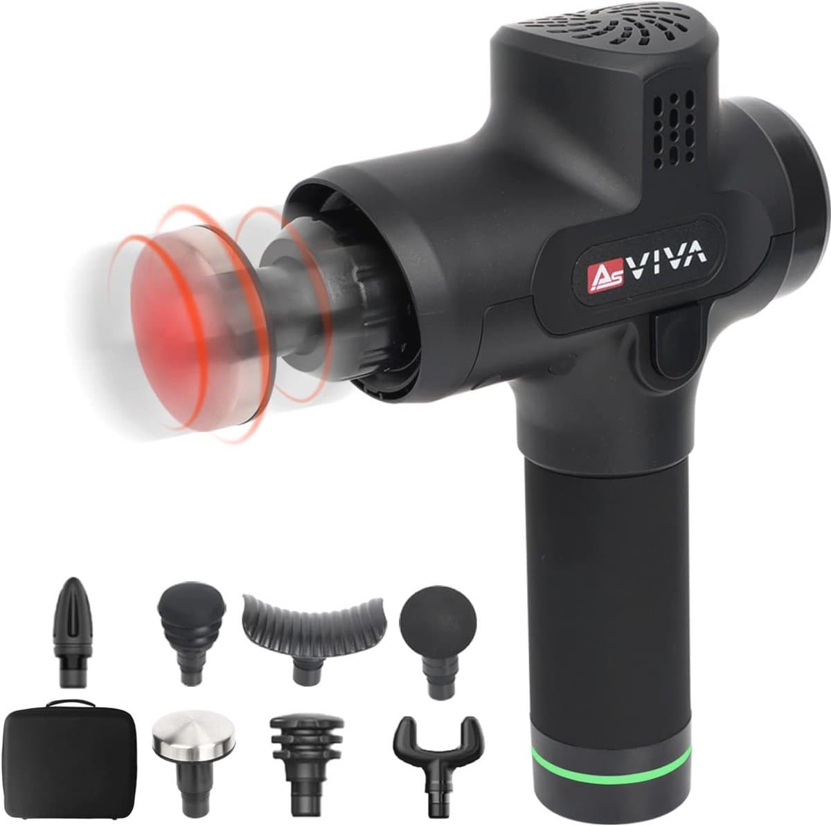 Massagepistool met Warmtekop en Verwisselbare Accu - 7 Massagekoppen en USB-Oplaadfunctie — afbeelding 1