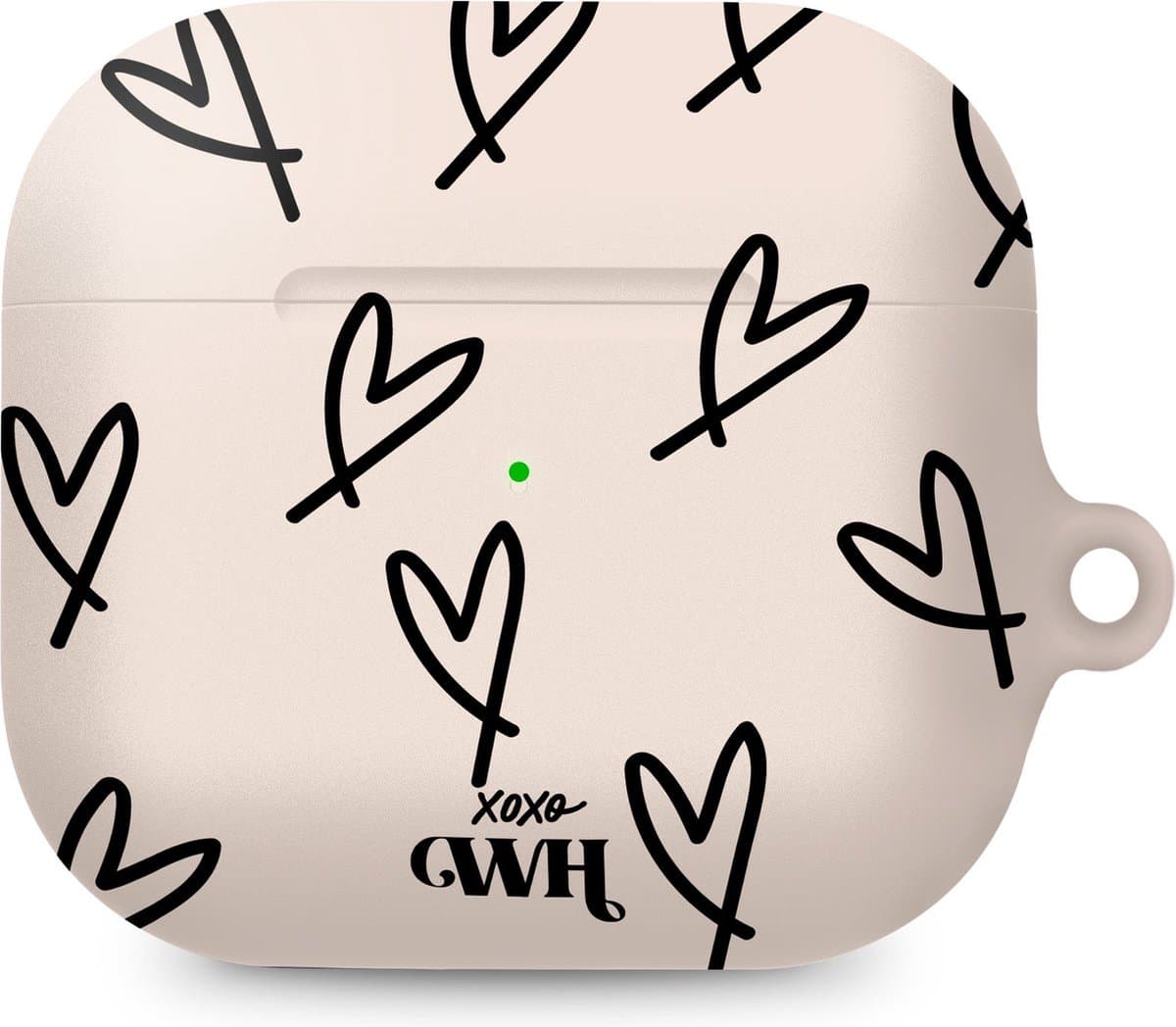 xoxo Wildhearts hoesje geschikt voor AirPods 3 - All Yours - Matte - Ook als telefoonhoesje verkrijgbaar - schokbestendige case - koptelefoon hoesje - Mat - Beschermhoes met hartjesprint - hartjes - Beige - Zwart — afbeelding 1